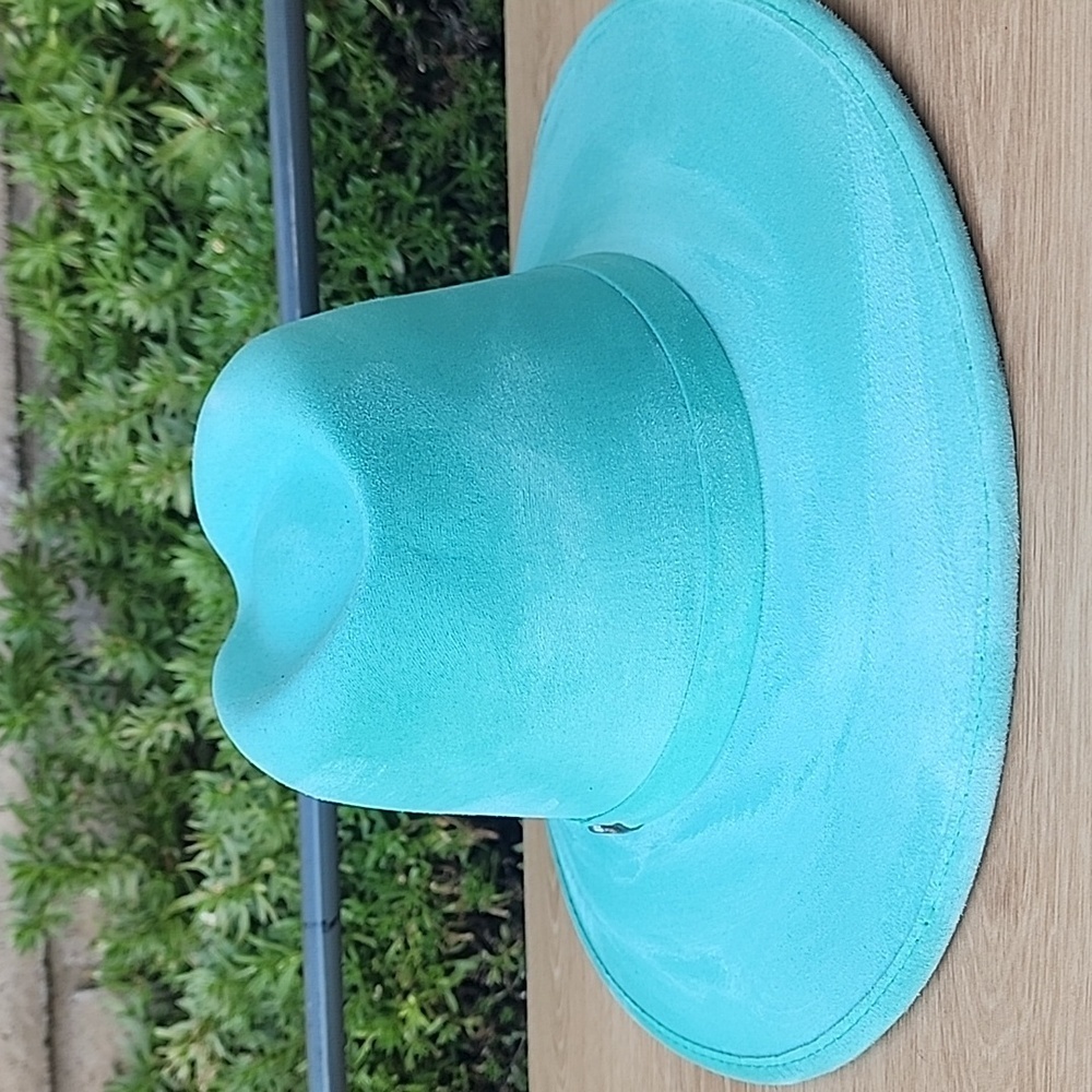 Royal Road Trading Company Teal Wide-Brim Suede Hat - Picture 3 of 7